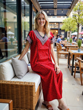 Evolove Cotton Nighty Maxi for Women with Side Pocket | Printed Short Sleeves Full Length Night Wear Gown